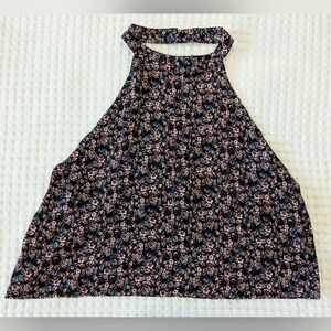 American Eagle Black Floral Print Halter Top Size L NWT Beach Boho Festival